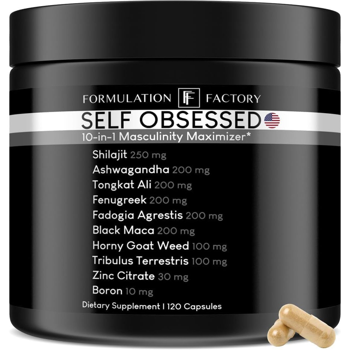 Self Obsessed 10 in 1 Masculinity Maximizer Supplement, Muscle Growth, Energy Management, Drive, Strength, Recovery 1-Month Supply