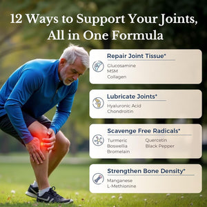 VITALITOWN Glucosamine Chondroitin MSM | Collagen, Boswellia, Turmeric, Hyaluronic Acid, Bromelain | 90 Tablets