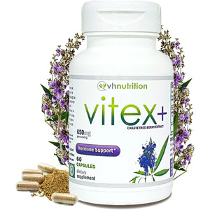 VH Nutrition VITEX+ | Vitex Chasteberry Supplement for Women - Hormonal Balance* and Fertility Support* 650Mg - 60 Capsules