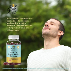 4Thecalm 5In1 Stress Relief Supplement Gummy (Natural Raspberry Flavor, 60 Gummies) - Suppviv