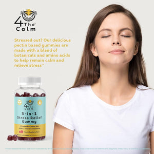 4Thecalm 5In1 Stress Relief Supplement Gummy (Natural Raspberry Flavor, 60 Gummies) - Suppviv