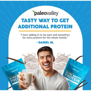 Paleovalley 100% Grass Fed Bone Broth Protein Powder - Vanilla - 28 Servings