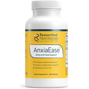 Researched Nutritionals Anxiaease - Stress, Cortisol Management & Mood Support Supplement (120 Capsules)