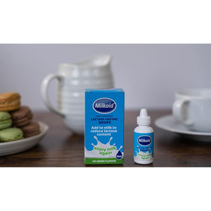 Milkaid Lactase Enzyme Drops for Lactose Intolerance | Prevents Gas, Bloating & Diarrhea 0.5 Fl Oz