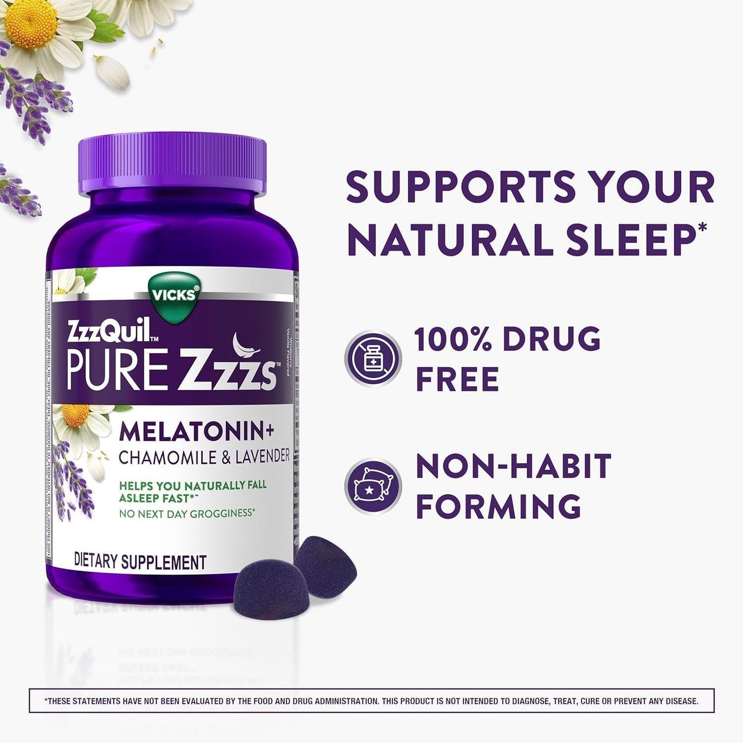 Zzzquil PURE Zzzs Melatonin Sleep Aid Gummies, Helps You Fall Asleep Naturally,1Mg/72 Count