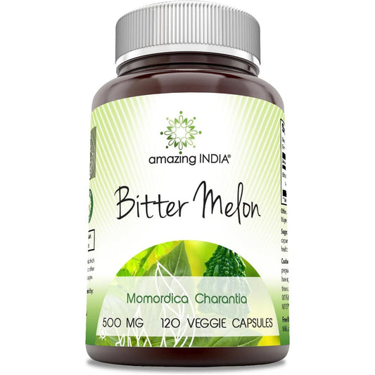 Amazing India Bitter Melon 500 Mg 120 Veggie Capsules Supplement | Non-Gmo | Gluten Free
