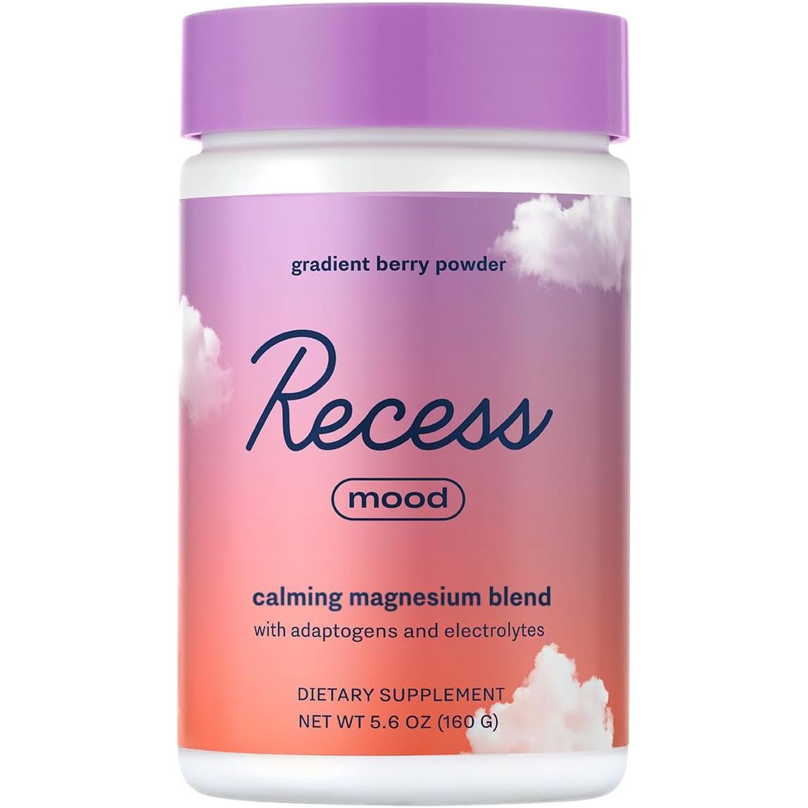 Recess Mood Powder, Calming Magnesium L-Threonate Blend with Passion Flower, Lemon Citrus 28 Serving Tub