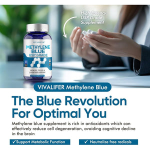 Methylene Blue Pharmaceutical Grade Supplement, Support Anti-Aging, Cognitive Enhancing Properties and Energy 120 Capsules