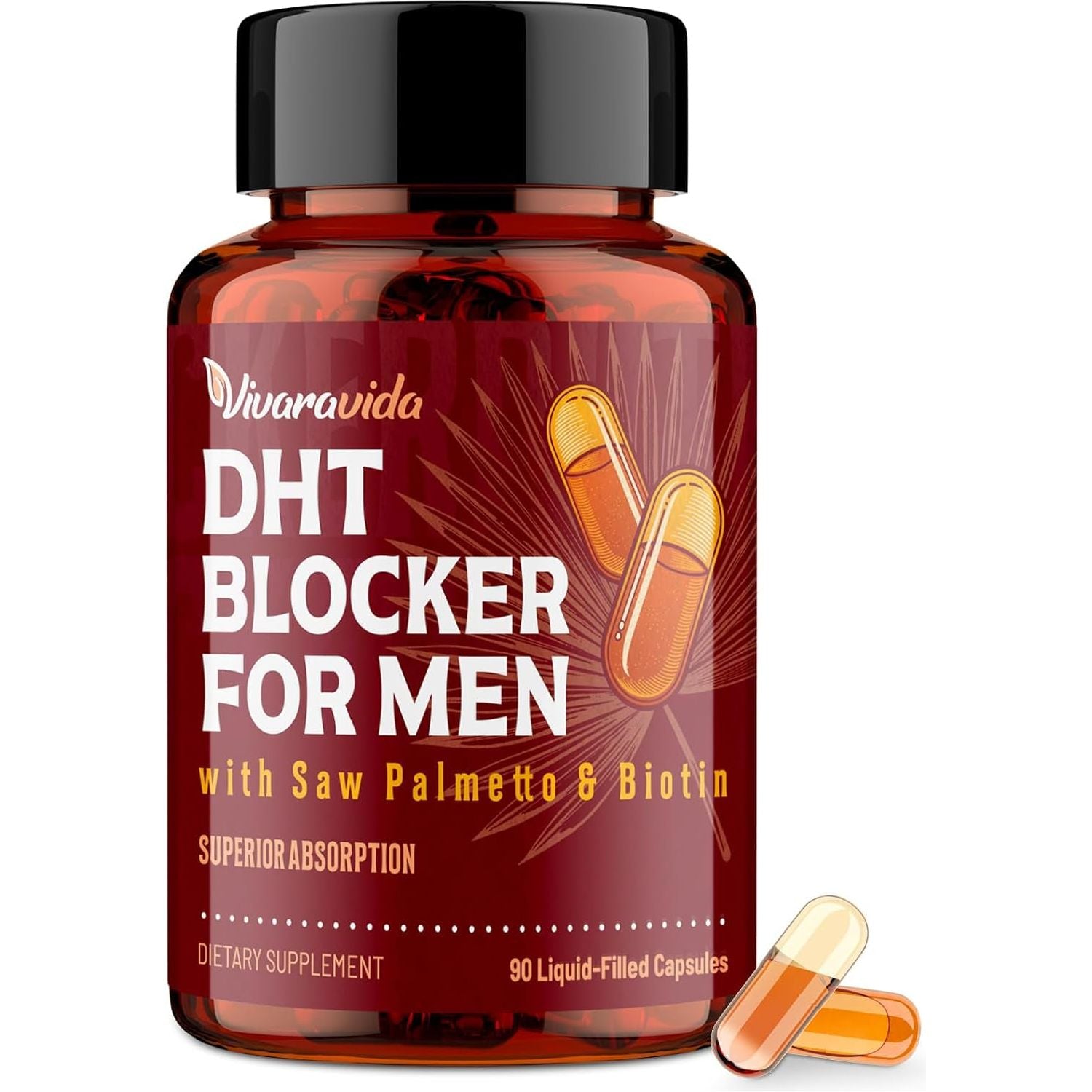 DHT Blocker for Men | Hair Growth Supplement with Saw Palmetto & Biotin (90 Capsules)