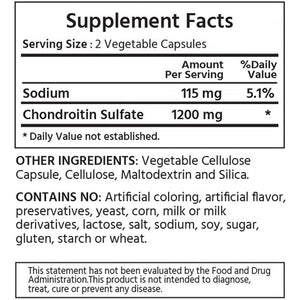 Chondroitin Sulfate 1200Mg 120 Vegan Capsules. 99% Purity Chondroitin. Joint Health.