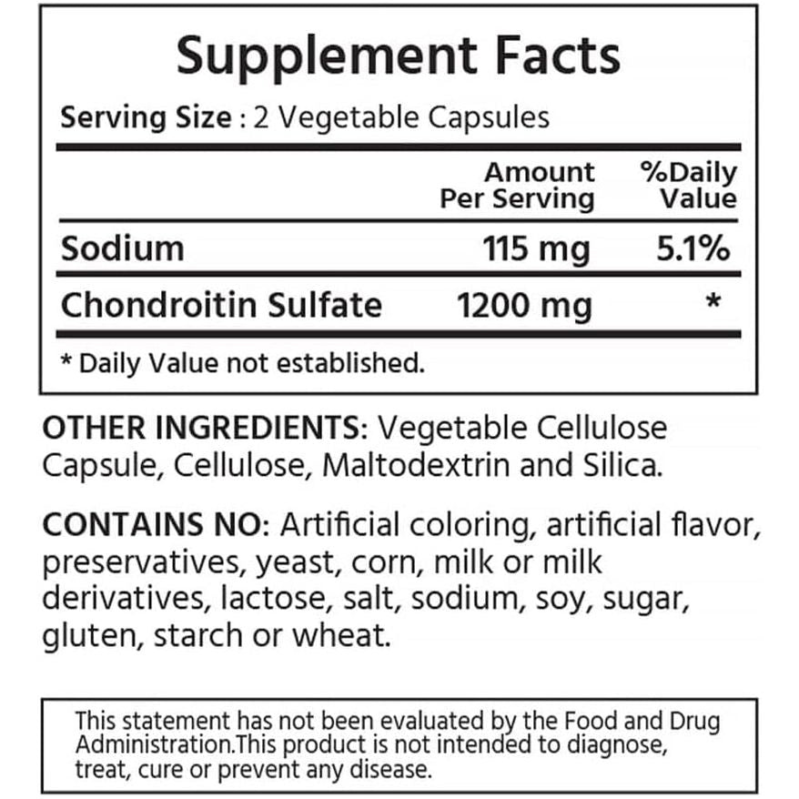 Chondroitin Sulfate 1200Mg 120 Vegan Capsules. 99% Purity Chondroitin. Joint Health.