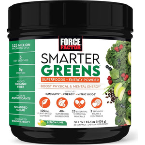 FORCE FACTOR Smarter Greens Superfoods + Energy Powder to Boost Energy & Support Digestion 30 Servings