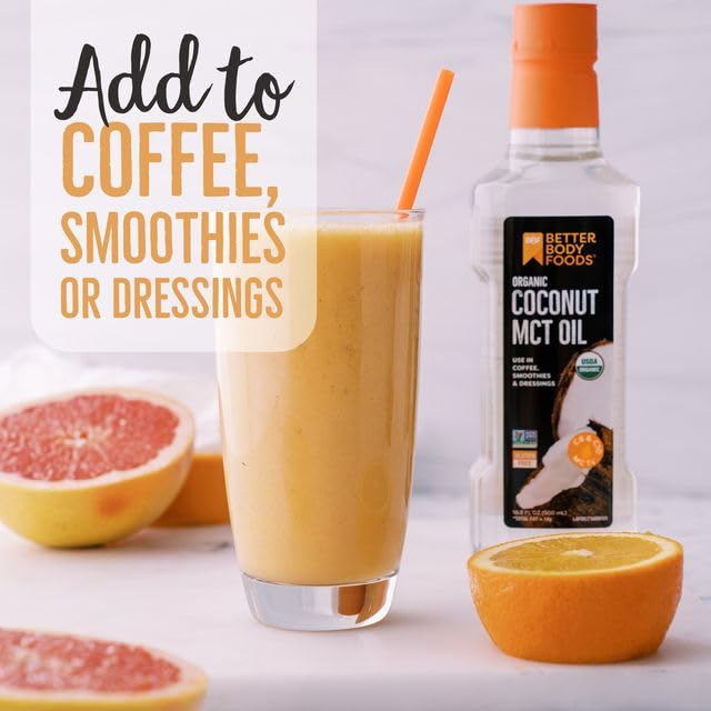 Betterbody Foods Organic Coconut MCT Oil - Energy Boosting- Keto-Friendly - C8 & C10 - Gluten Free - 16.9 Oz