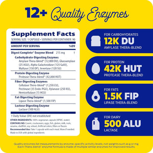 Enzymedica Digest, Full-Range, Everyday Digestive Enzymes, Offers Fast-Acting Gas & Bloating Relief, 90 Count