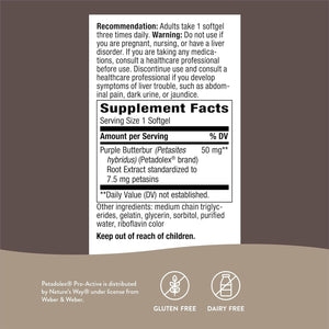 Nature'S Way Petadolex Pro-Active, Blood Vessel Health and Relaxation in the Brain with Patented Butterbur*, 60 Softgels