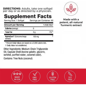 Omax Hydrocurc Turmeric Curcumin, Highly Bioavailable for Natural Joint Relief (60 Softgels)