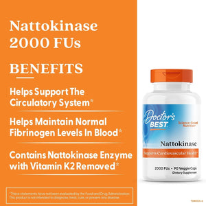 Doctor'S Best Nattokinase 2,000 Fu, Supports Cardiovascular and Circulatory Health, 90 VC