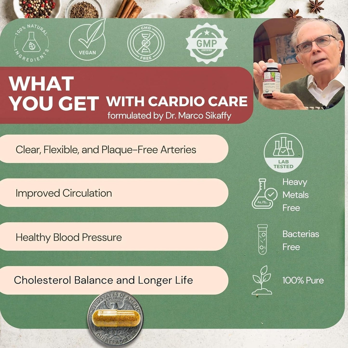 Artery Plaque Removal Formula to Support Blood Pressure, Healthy Cholesterol, and Heart Rhythm | 90 Capsules | by Sana Herbal