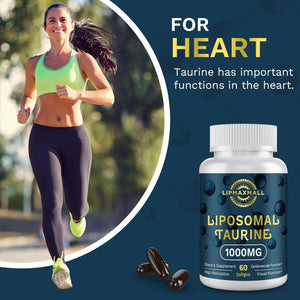 Liposomal Taurine Supplement 1000Mg, High Absorption Amino Acid for Heart, Nerve, Brain, Visual, Longevity & Muscle (60 Softgels)