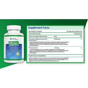Ibplus® Probiotic, Digestive Enzyme & Herbal Blend, Improved Formula-60 Capsules!! for Irritable Bowel