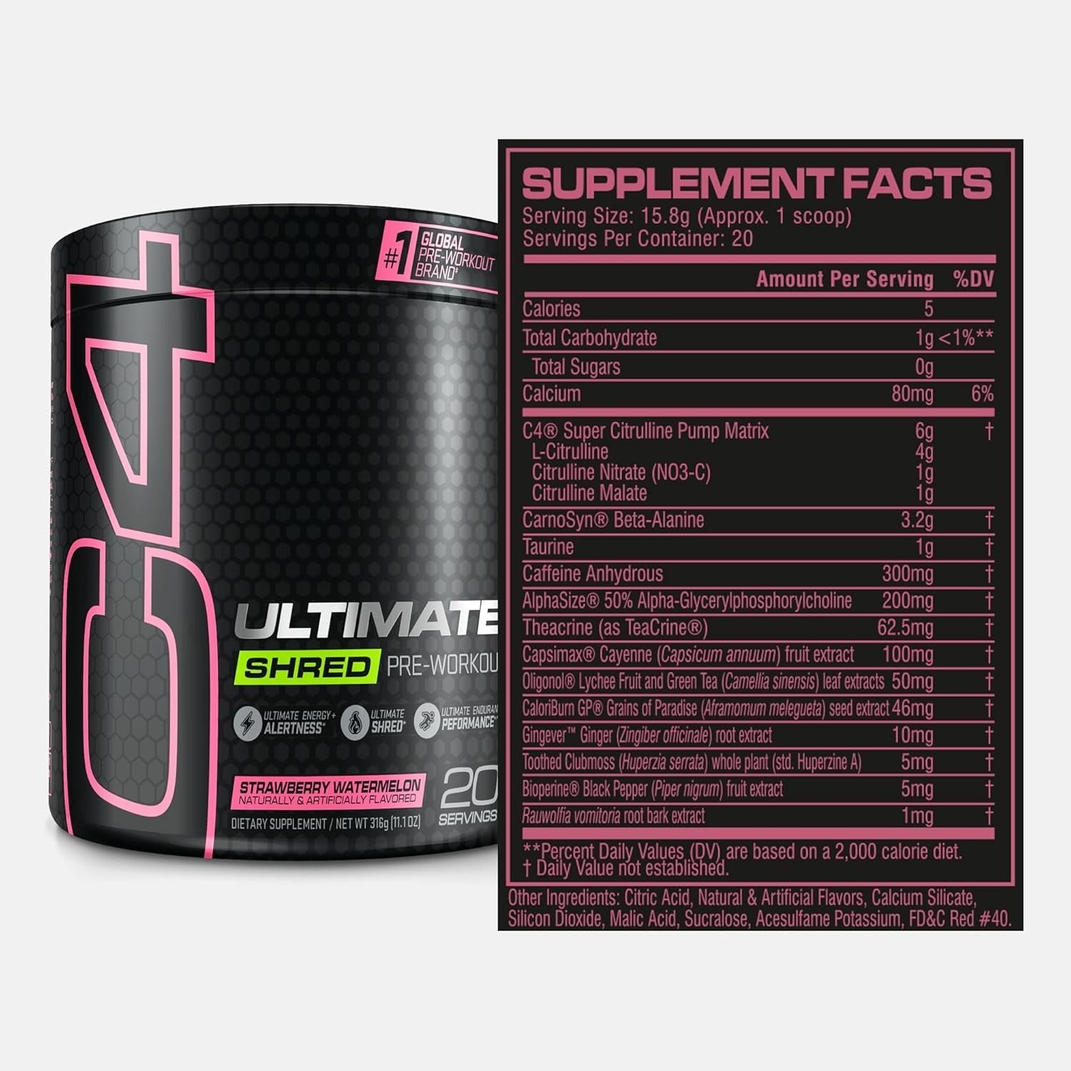 Cellucor C4 Ultimate Shred Pre Workout Powder, Strawberry Watermelon, 20 Servings