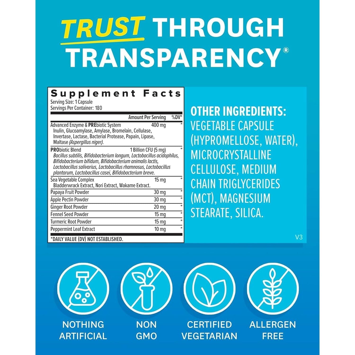 Zenwise Health Digestive Enzymes for Gut Health - for Digestive Health and Bloating Relief -180 Count