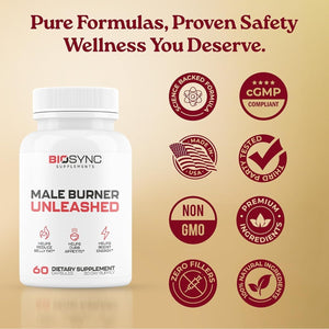 Biosync - Male Burner UNLEASHED | Fat Burner for Men Weight Loss Pills 60 Capsules