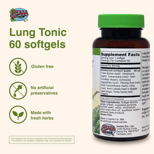 Herbs Etc. Lung Tonic - Lung Supplement for Bronchial Support - Healthy Breathing Support - 60 Softgels