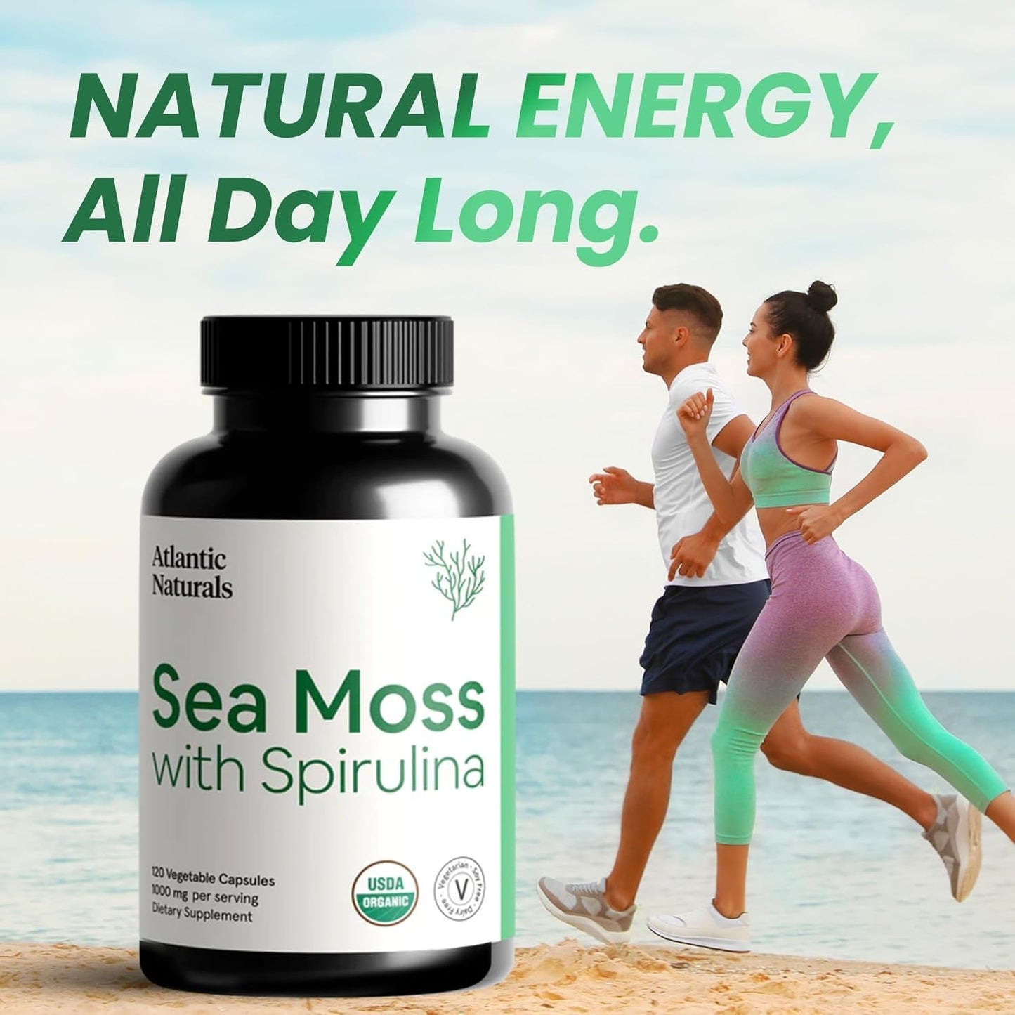 Atlantic Naturals Sea Moss with Spirulina Superfood Capsules (120 Ct)