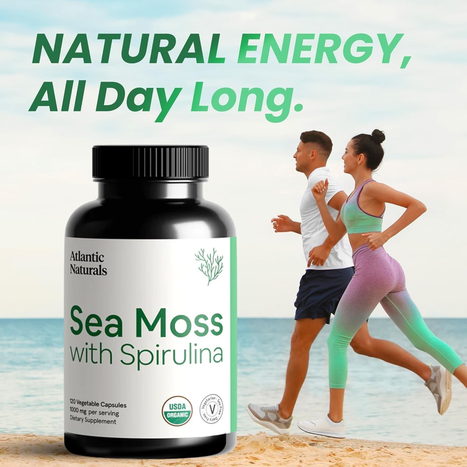 Atlantic Naturals Sea Moss with Spirulina Superfood Capsules (120 Ct)