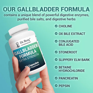 Dr. Berg Gallbladder Formula Extra Strength - Made W/Purified Bile Salts & Digestive Enzymes -90 Capsules/45 Servings