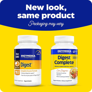 Enzymedica Digest, Full-Range, Everyday Digestive Enzymes, Offers Fast-Acting Gas & Bloating Relief, 90 Count