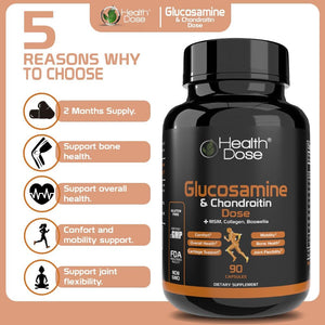 Premium Joint Support - Glucosamine Chondroitin MSM Turmeric Boswellia & Hyaluronic Acid - 90 Capsules