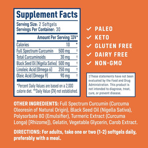 Nativepath Turmeric Curcumin with Black Seed Oil - Advanced Antioxidant & Joint Support Supplement 60 Softgels