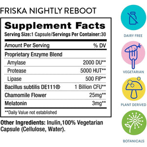 FRISKA Nightly Reboot Enzyme and Probiotics Supplement 30 Capsules