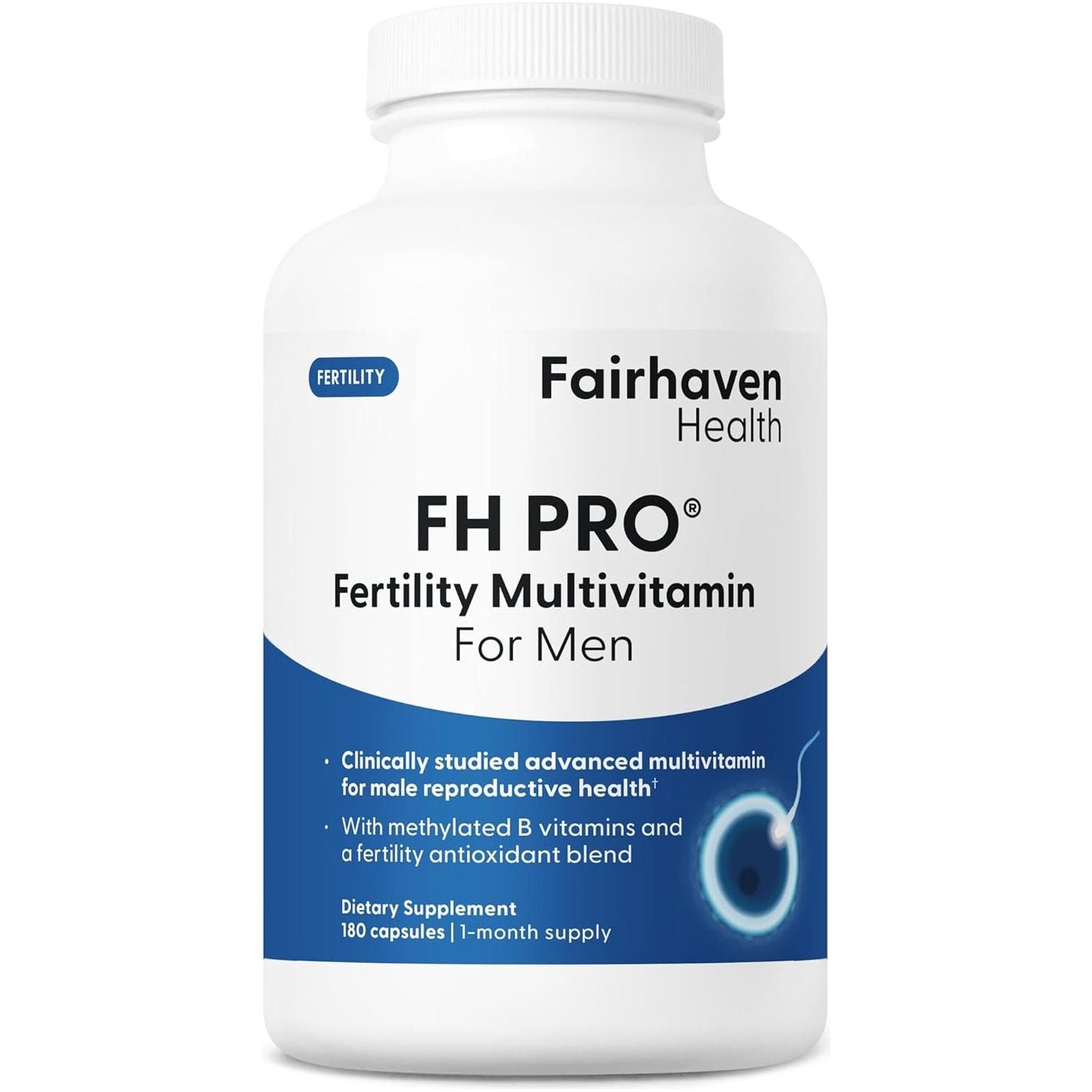 Fairhaven Health FH Pro for Men | Clinically Studied Parental Fertility Supplements for Men 180 Capsules