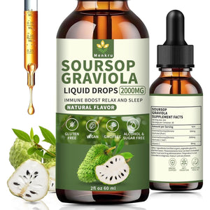 Soursop Graviola Liquid Drops 2000Mg - Immune Boost, Cell Support & Regeneration 2 Fl Oz