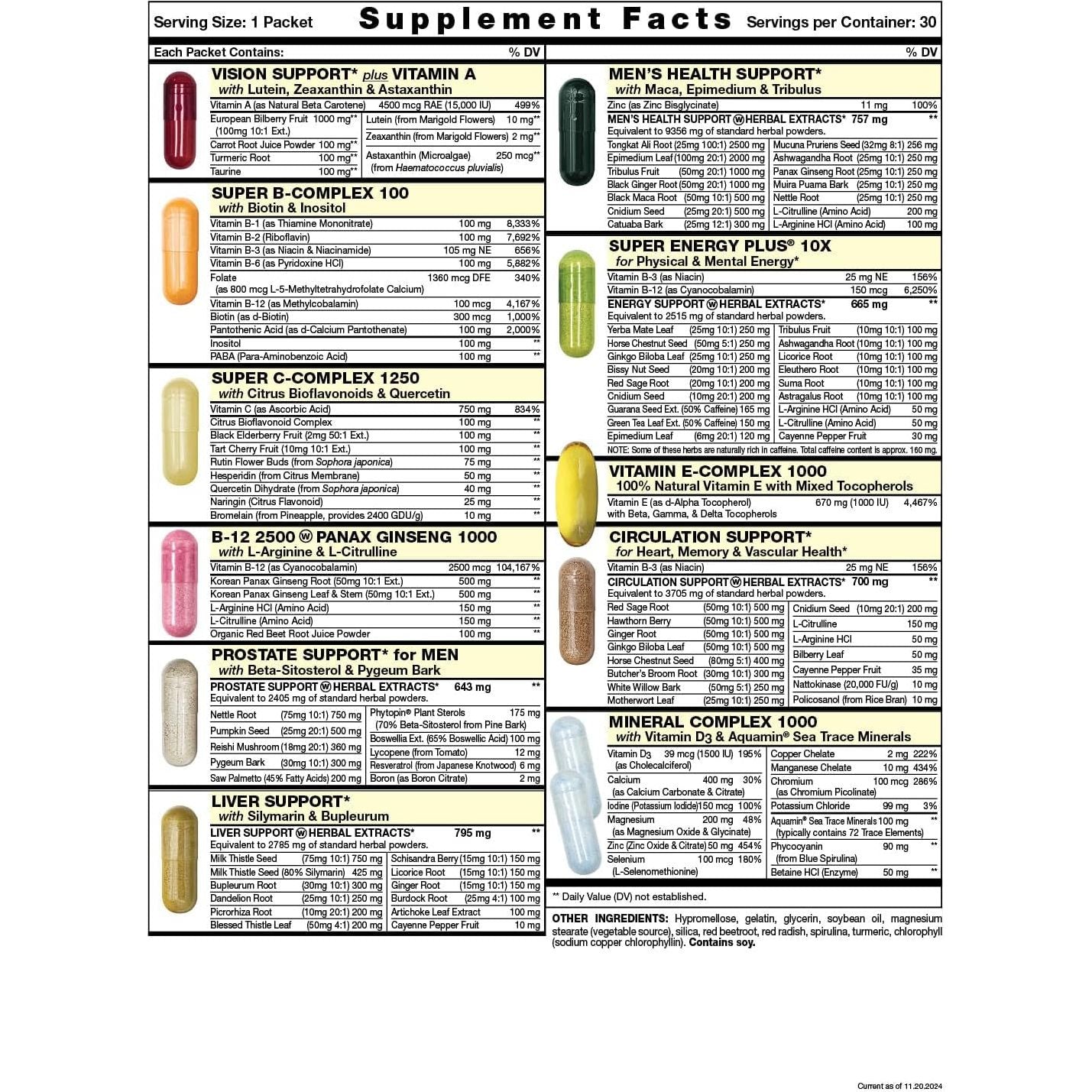 Power Start Complete Daily Vitamin Pack | Men'S Health Support (30 Packets)