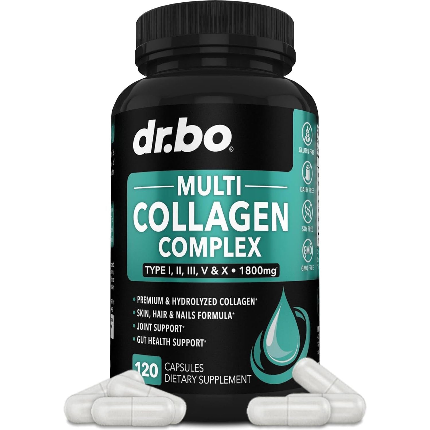 Multi Collagen Peptides - Type I, II, III, V, & X Multi Collagen - 120 Protein Capsules