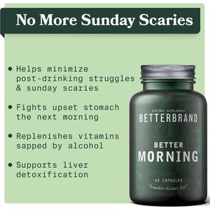 Betterbrand Bettermorning All-Natural Ingredients with DHM - Supports Liver Aid (42 Capsules)