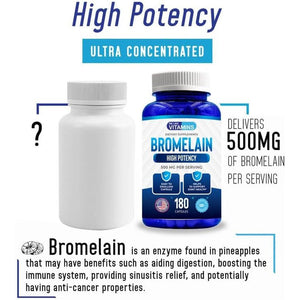 We like Vitamins Bromelain 500Mg Capsules - 2400Gdu/G - Proteolytic Enzymes for Digestion, Absorption, Joint Pain, Muscle Soreness - 180 Capsules