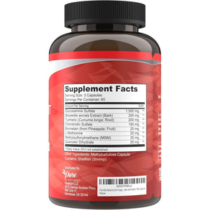 Pure by Nature Joint Support, Glucosamine with Chondroitin Turmeric MSM Boswellia Supplement, 270 Capsules