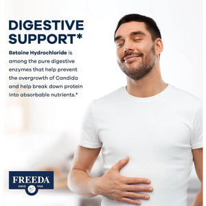 Freeda Betaine Hcl - Vegan Betaine Supplement Digestive Supplement for Healthy Digestion (90 Capsules)