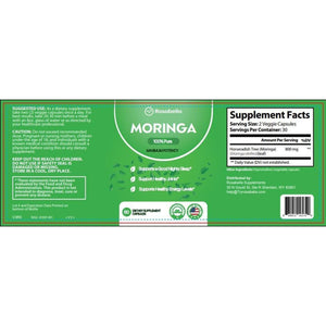 Moringa Powder Capsules - Pure Nutrient-Rich Moringa Powder a Natural Green Antioxidant Superfood