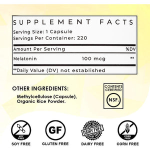 Lifted Naturals Micro Melatonin Family Size - All-Natural Melatonin 100 Mcg