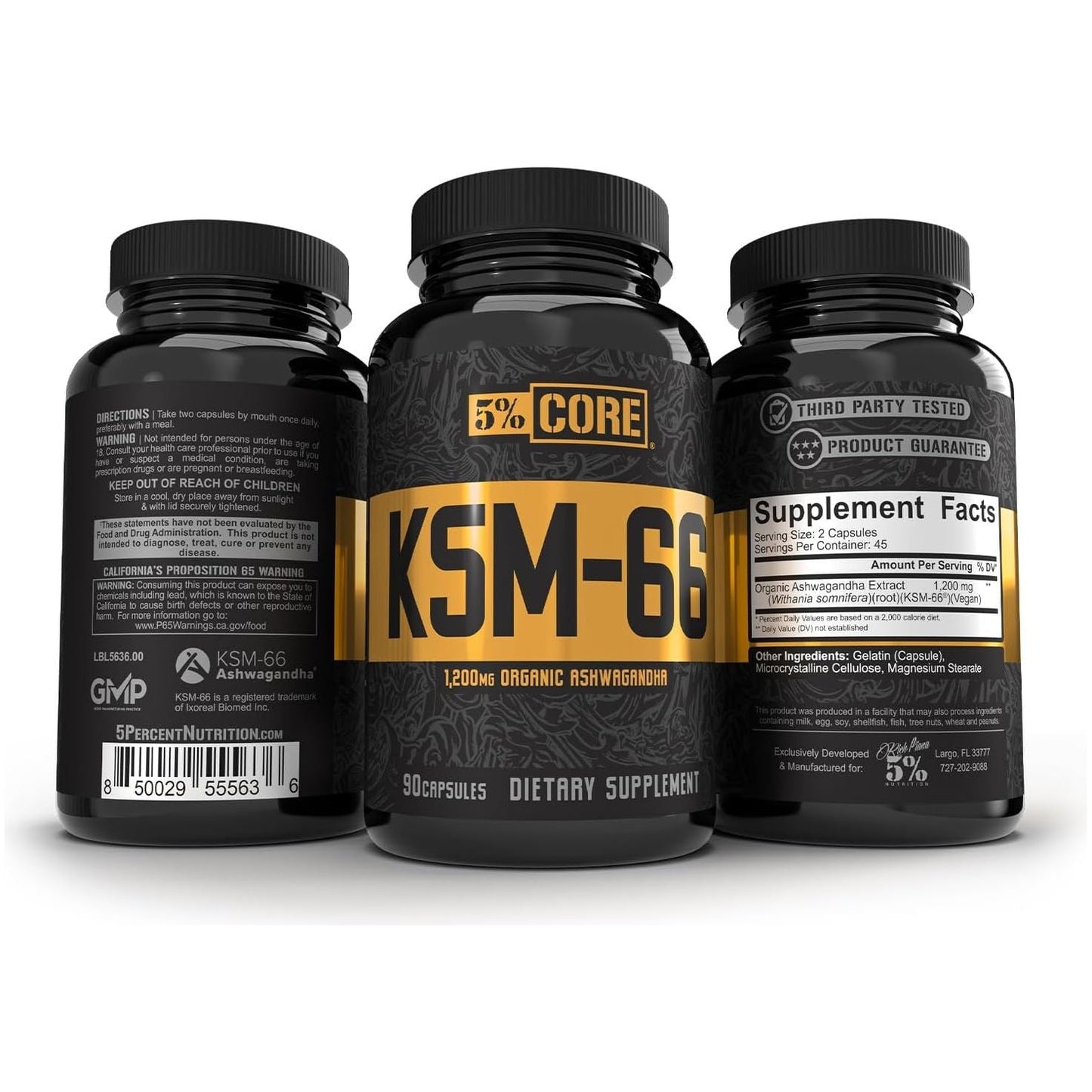 5% Nutrition Core KSM-66 Ashwagandha 1,200Mg (45 Servings)