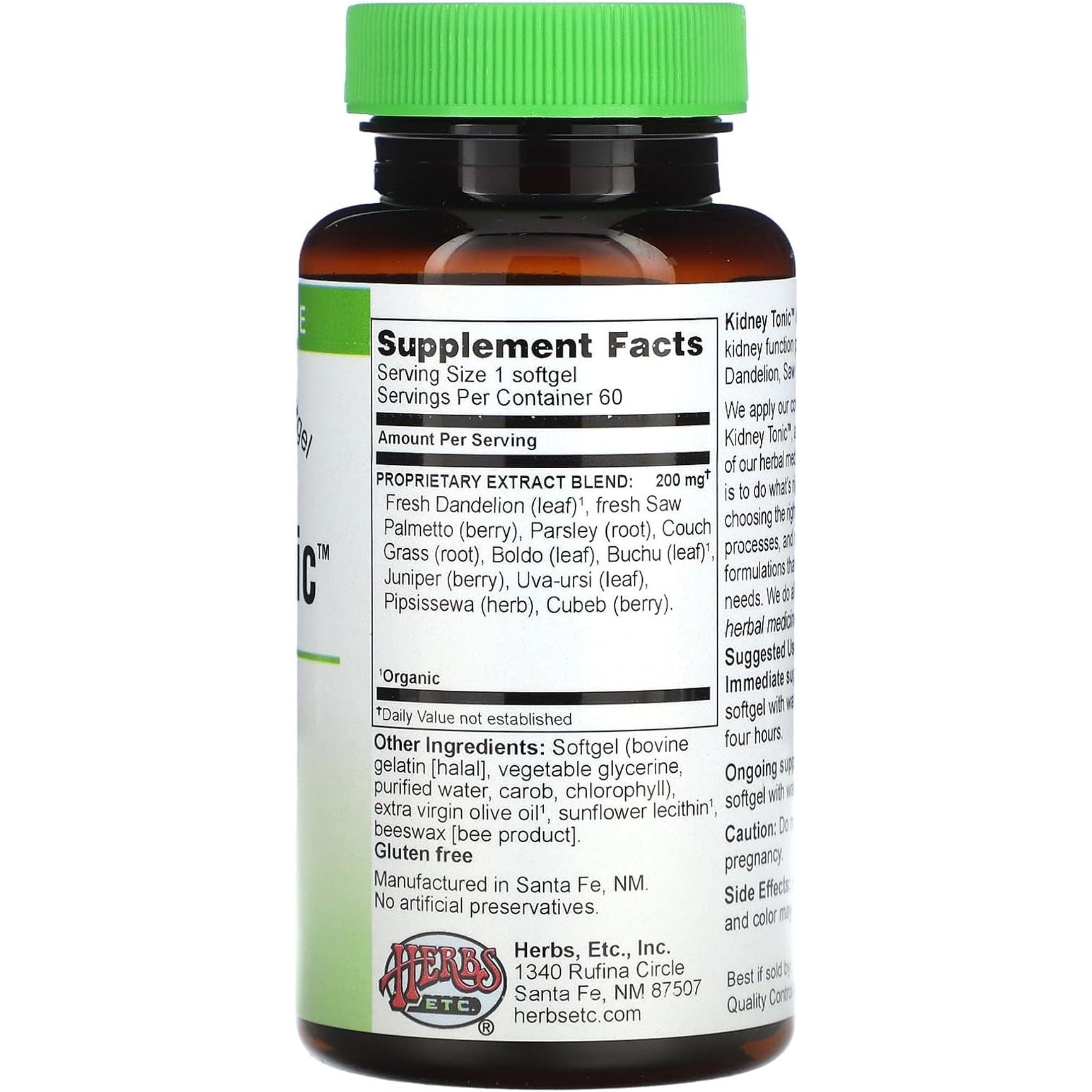 Herbs Etc. Kidney Tonic Softgels - Herbal Supplement to Aid Kidney Health - 60 Softgels