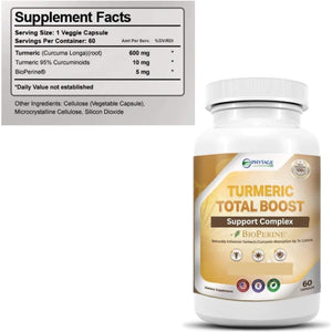Turmeric Total Boost Support Complex, with Bioperine for Advanced Absorption - 60 Capsule