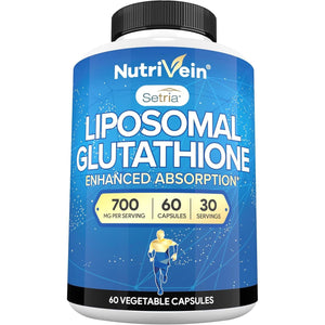 Nutrivein Premium Liposomal Glutathione Supplement 700 Mg - Cell Protection, Cleansing, Liver, Brain, and Defenses 60 Caps