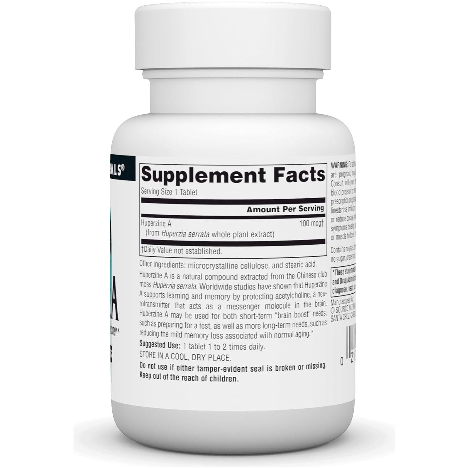 Source Naturals Huperzine A, for Learning and Memory*, 100Mcg - 120 Tablets